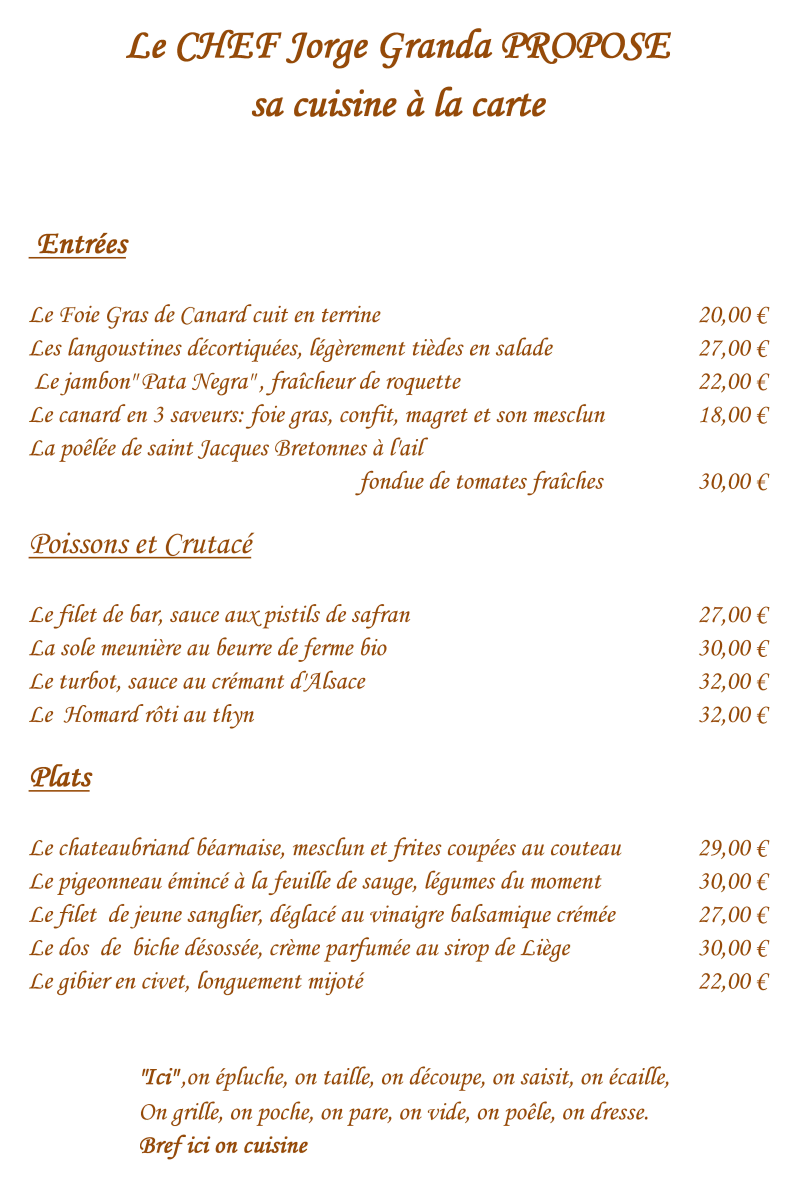 carte-octobre Le Barbouillon Hôtel Restaurant à Vencimont